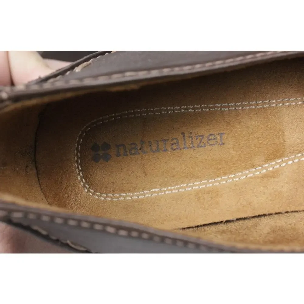 Naturalizer Slip On Heels Womens 9.5M Brown Leather Maurie Style Chunky Heel‎